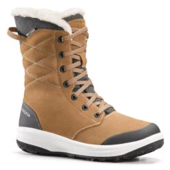 Botas De Nieve Y Apreski Impermeables De Piel Mujer Quechua SH500 U-Warm Gris -Senderismo Ropa Tienda botas de nieve y apreski impermeables de piel mujer quechua sh500 u warm marron