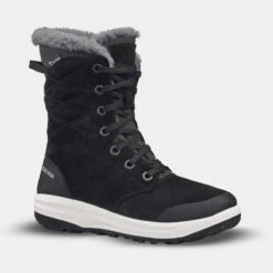 Botas De Nieve Y Apreski Impermeables De Piel Mujer Quechua SH500 U-Warm Gris -Senderismo Ropa Tienda botas de nieve y apreski impermeables de piel mujer quechua sh500 u warm negro