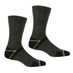 Regatta Calcetines Blister Protection II Para Hombre Pack De 2 Negro, Lima Eléctrico
