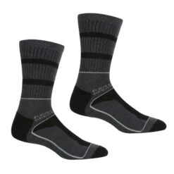 Regatta Calcetines Samaris 3 Season Para Hombre Pack De 2 Negro, Acero Oscuro