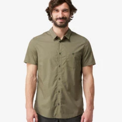 CAMISA DE TREKKING VIAJE TRAVEL 100 MANGAS CORTAS MARRÓN HOMBRE -Senderismo Ropa Tienda camisa de trekking viaje travel 100 mangas cortas marron hombre 2