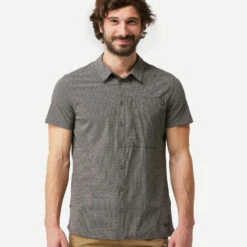 CAMISA DE TREKKING VIAJE TRAVEL 500 STRETCH MANGAS CORTAS GRIS HOMBRE -Senderismo Ropa Tienda camisa de trekking viaje travel 500 stretch mangas cortas gris hombre 2