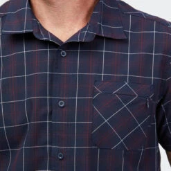 Camisa Trekking Viaje TRAVEL 100 Cuadros Manga Corta Negro Hombre -Senderismo Ropa Tienda camisa trekking viaje travel 100 cuadros manga corta negro hombre 3