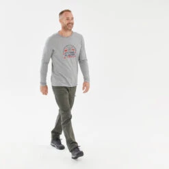 Quechua Camiseta NH100 ML Hombre - Gris Claro -Senderismo Ropa Tienda camiseta nh100 ml hombre gris claro 3