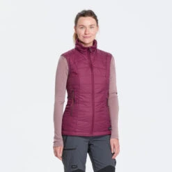 Chaleco Acolchado De Montaña Y Trekking Mujer Forclaz MT100 Negro -Senderismo Ropa Tienda chaleco acolchado de montaa y trekking mujer forclaz mt100 granate