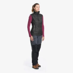 Chaleco Acolchado De Montaña Y Trekking Mujer Forclaz MT100 Negro -Senderismo Ropa Tienda chaleco acolchado de montaa y trekking mujer forclaz mt100 negro 2