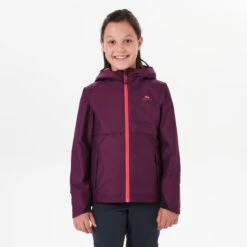 Chaqueta Impermeable De Montaña Trekking Niños 7-15 Años Quechua MH500 Violeta