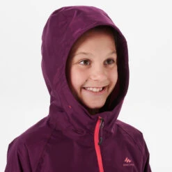 Chaqueta Impermeable De Montaña Trekking Niños 7-15 Años Quechua MH500 Violeta -Senderismo Ropa Tienda chaqueta impermeable de montaa trekking nios 7 15 aos quechua mh500 violeta 3