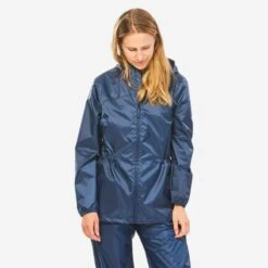 Chubasquero Impermeable De Montaña Y Trekking Mujer Quechua Raincut Azul -Senderismo Ropa Tienda chubasquero impermeable de montaa y trekking mujer quechua raincut
