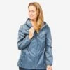 Chubasquero Impermeable De Montaña Y Trekking Mujer Quechua Raincut Azul