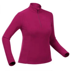 Forro Polar De Montaña Y Trekking 1/2 Cremallera Mujer Quechua MH100 Granate -Senderismo Ropa Tienda forro polar de montaa y trekking 12 cremallera mujer quechua mh100 granate 4